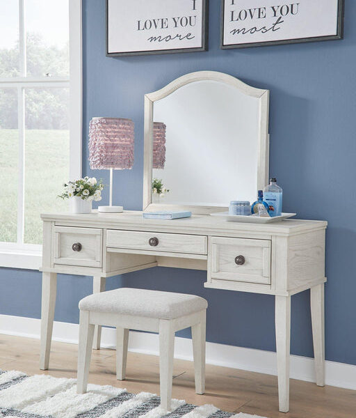 Robbinsdale Mirrored Vanity with Bench